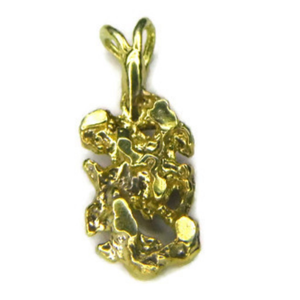 L Nugget Small Charm Pendant 14k Yellow Gold.